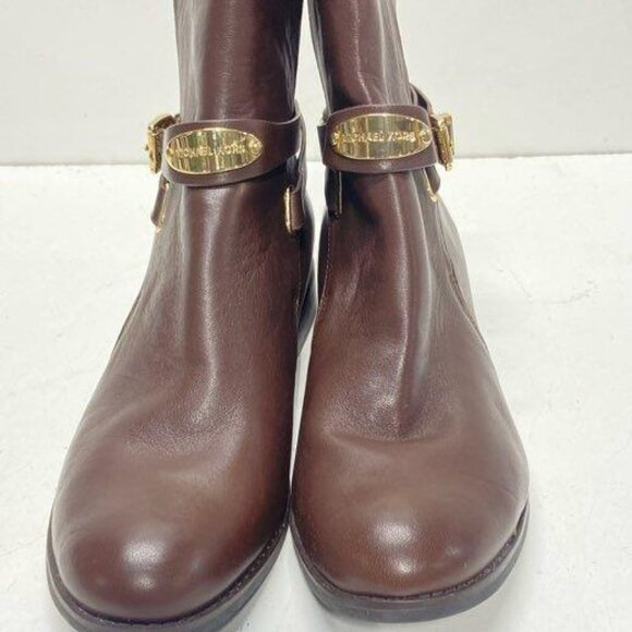 Michael Kors Brown Solid Leather Ankle Boots Size 10M-NEW - Picture 3 of 4